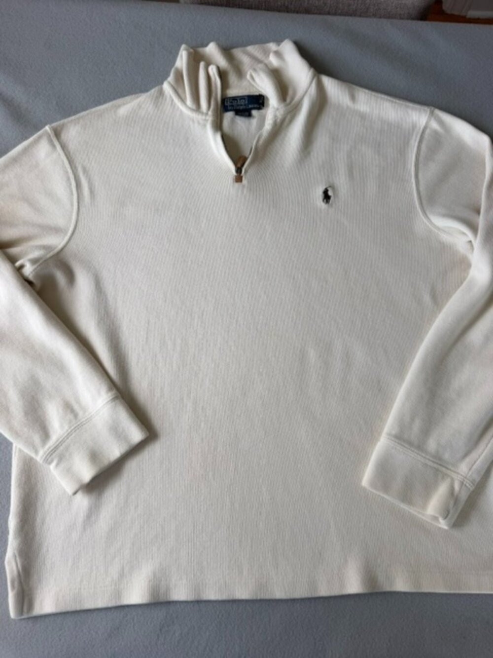 POLO by Ralph Lauren quarter‑zip sweater, Cream, Size: XL Men Mock Neck